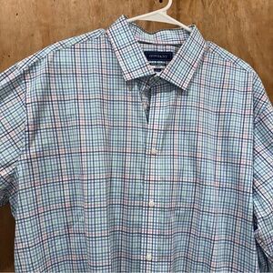 Crown & Ivy Blue and Pink Casual Button Down Shirt